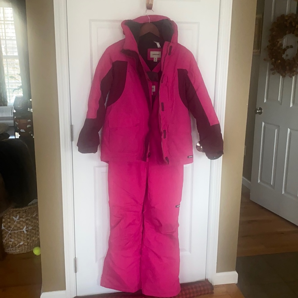 Lands End Girls Squall Parka and bib snow pants XL 16